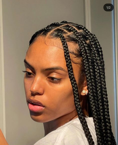 Medium Box Braids, Big Box Braids, Big Box Braids Hairstyles, Box Braids Hairstyles For Black Women, Braided Cornrow Hairstyles, Cute Box Braids Hairstyles, Braids Hairstyles Pictures, Protective Hairstyles Braids, Pretty Braided Hairstyles