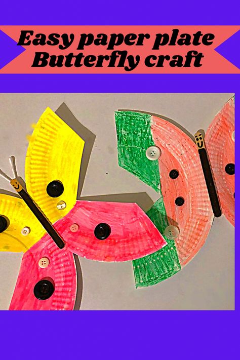 Paper Plate Butterfly Craft, Paper Plate Butterfly, Paper Plate Design, June Crafts, Make Your Own Paper, Paper Plate Craft, Activity For Preschoolers, Butterfly Craft, Beautiful Butterfly Pictures