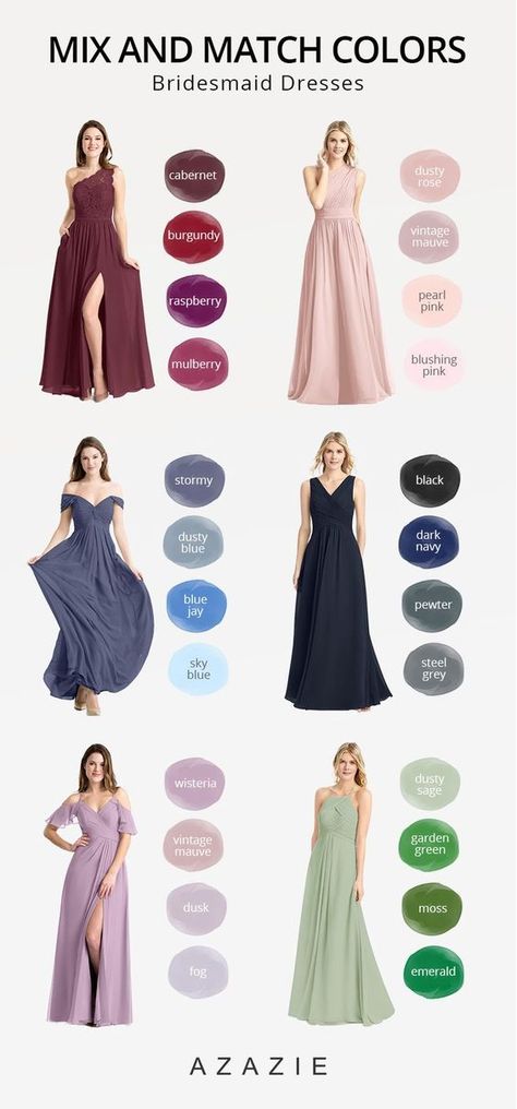 Bridesmaid Outfit, Croquis, Wedding Entourage Dress, Entourage Gowns, Mix And Match Bridesmaid Dresses, Mix Match Bridesmaids, Wedding Entourage, Bridesmaid Dress Styles, Bridesmaid Dress Colors