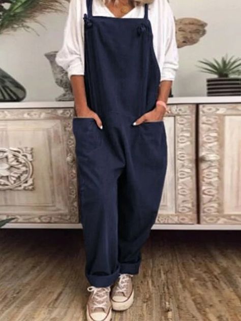 Linen Style I Women's Slacks, Baggy Overalls, Overalls Casual, Slacks Pants, Jumpsuit Casual, Slacks For Women, Suspenders For Women, Overall Jumpsuit, Loose Jumpsuit