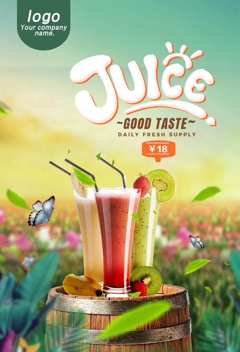 Simple And Fashionable Fresh Juice Poster Design#pikbest# Juice Poster Design, Juice Poster, Juice Ad, Juice Logo, Beverage Poster, Juice Branding, Juice Packaging, Fashion Poster Design, Photoshop Design Ideas