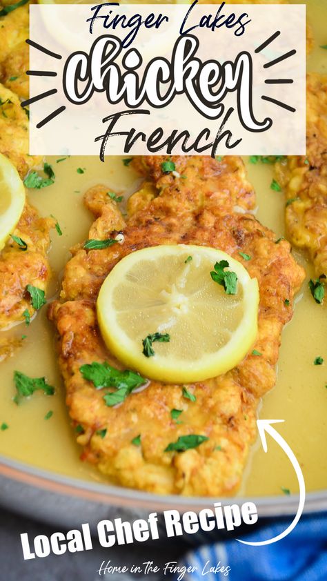 Easy Chicken French Recipes, Chicken Francaise Sauce Recipe, Lemon Chicken Francese, Creamy Chicken Francese, Chicken Francese Easy, Chicken French Sauce, Chicken Franchise Recipe, Chicken Francaise Recipe Best, Chicken Francaise Recipe Italian