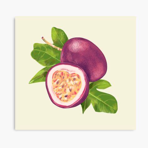 Passion Fruit Art, Passion Fruit Drawing, Passionfruit Illustration, Passion Fruit Painting, Watercolor Passion Fruit, Watercolor Kiwi Fruit, Tropical Fruit Watercolor, Fruit Tattoo, Fruits Drawing