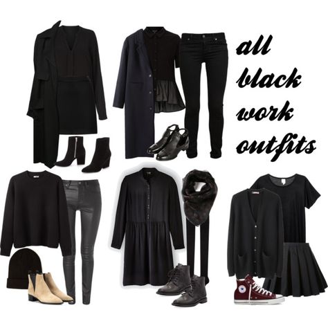 requested: all-black work outfits by charmandurp on Polyvore featuring Steven Alan, Acne Studios, Organic by John Patrick, VILA, Topshop, Monki, Jacquemus, A.L.C., Paige Denim and Helmut Lang Cosmetology Clothes, Black Outfits For Work, Hostess Outfit Restaurant, Hairstylist Lifestyle, Cosmetology Outfits, Salon Outfits, All Black Outfit For Work, Black Work Outfit, Hairstylist Fashion