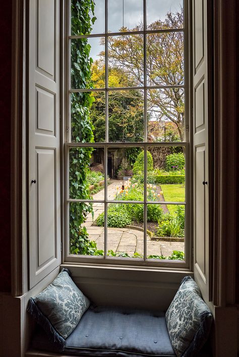 wanderthewood: “Window seat in Mompesson House, Salisbury, Wiltshire, England by Bob Radlinski ” House Viewing, Window View, Open Window, Through The Window, House Room, Salisbury, Window Seat, House Inspo, Dream Home Design