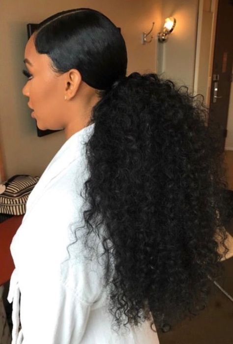 Ponytail Black Hair Care, Natural Hair Ponytail, Black Natural Hair Care, Wedding Ponytail, Weave Ponytail Hairstyles, Black Ponytail Hairstyles, Curly Ponytail, Sleek Ponytail, Low Ponytail