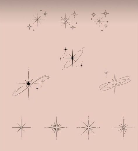 Minimal Stars Tattoo, Line Art Star Tattoo, Star Forearm Tattoo Women, Space Tattoo Simple, Polar Star Tattoo, Star Dust Tattoo, Star Wrist Tattoo, Star Cluster Tattoo, Sun And Stars Tattoo