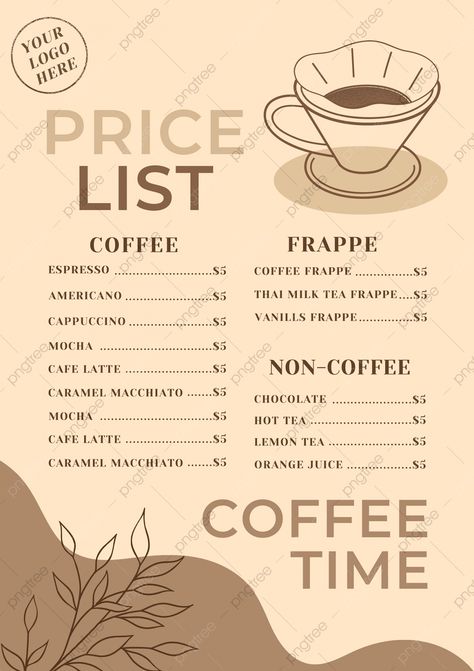 Coffee Price List Design, Plant Coffee Shop, Mosque Poster, Coffee Shop Menu Board, Coffee Template, Coffee Menu Design, Menu Board Design, Price List Design, Coffee Shop Menu