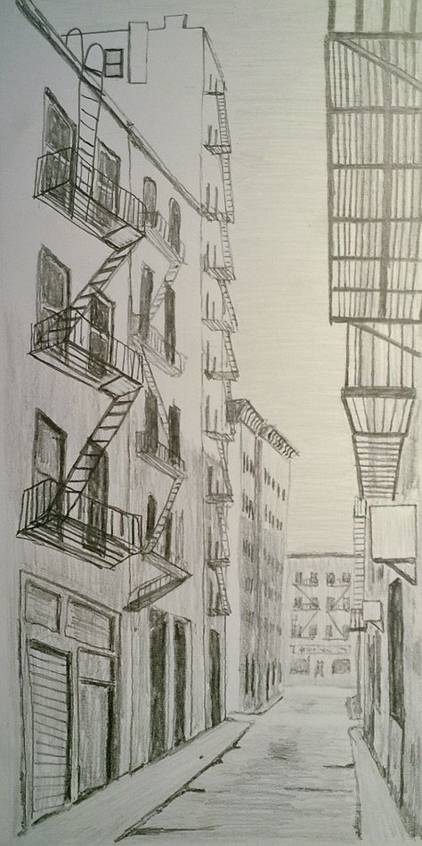 Cortlandt Alley, Chinatown Graphite on Bristol Old Building Sketches Architecture, Drawings Of New York City, New York Street Drawing, How To Draw Cities, Alley Way Drawing, New York Sketches, New York City Drawing Sketches, City Scape Sketch, Street Drawing Sketches