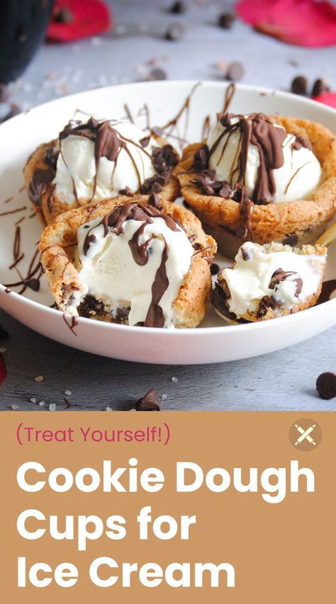 Chocolate Chip Cookie Cups For Ice Cream, Cookie Cups For Ice Cream, Cookie Dough Ice Cream Bowls, Ice Cream Cookie Cups, Cookie Dough Cups For Ice Cream, Cookie Bowls For Ice Cream, Chocolate Chip Cookie Bowls, Cookie Dough Cups, Homemade Cookie Dough