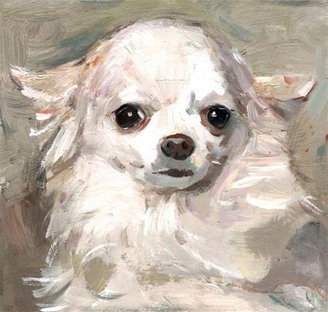 Dog Portraits Painting Chihuahua, Dog Portraits Painting, White Chihuahua, Chihuahua Art, Dog Artist, Dog Anatomy, Super Cute Puppies, Dog Sketch, Dog Artwork