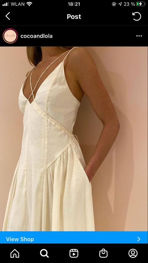 Dresses That Cover Shoulders, Fitness Fashion Active Wear, 2023 Summer Dresses, Feminine Dresses, Pretty Summer Dresses, White Linen Dresses, Dropwaist Dress, Woven Dress, Spring Dresses