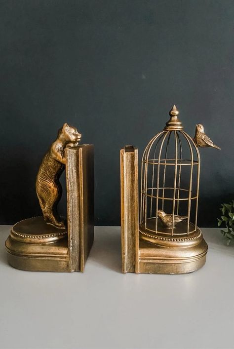 Most Loved | Our Bestsellers | Punk & Poodle Dark Academia Bookends, Home Decor 2024, Bookends Ideas, Gold Decor Ideas, Art Deco Home Decor, Gold Room Decor, Brass Home Decor, Gold Decorations, Antique Aesthetic