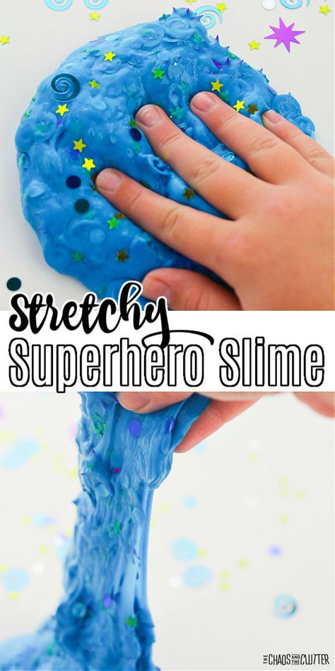 Let kids capture their inner superpowers with this superhero slime. Great for birthday party favours. #slime #slimerecipes #sensoryplay #sensory Superhero Week Crafts, Sensory Superhero Activities, Superhero Activities For Kids Games, Super Hero Science Preschool, Superhero Projects For Preschool, Superhero Art For Preschoolers, Superhero And Princess Theme Preschool, Superhero Craft Preschool, Superhero Sensory Bin Preschool