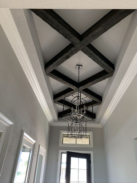 Ceiling Remodel, Home Ceiling, Wood Beams, The Ceiling, House Entrance, Basement Ideas, Home Fashion, House Inspo, Dream Home Design