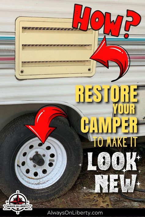 Travel Trailer Upgrades Diy, Camper Exterior Makeover, Exterior Camper Makeover, Rv Painting Exterior, Camper Exterior Paint Ideas, Old Camper Remodels, Rv Exterior Remodel, Rv Repair Exterior, Rv Exterior Paint