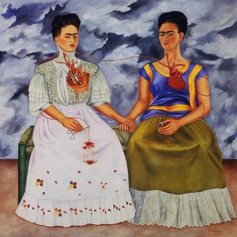 The Two Fridas, Two Fridas, Mexican Paintings, Frida Art, Tiny Cactus, Heart Illustration, Diego Rivera, Hand Necklace, Rembrandt