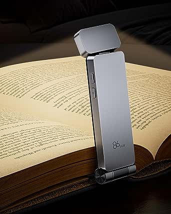 86lux Reading Light, Rechargable Book Light for Reading in Bed, Stepless Dimming & 3 Color Temperature Ultralight Clip-on LED Bookmark Lamp, Silver Night Reading, Travel Bed, Book Lamp, Book Light, Rechargeable Light, Kids Study, Book Lights, Favorite Novels, Color Changing Lights