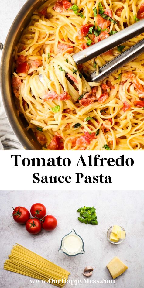 Pasta In Tomato Cream Sauce, Creamy Tomato Alfredo Sauce, Pasta Fresh Tomatoes Basil, Pasta Recipe With Fresh Tomatoes, Creamy Tomato Sauce With Fresh Tomatoes, Fresh Tomatoes And Pasta Recipes, Fresh Basil Recipes Pasta, Things To Make With Fresh Tomatoes, Pasta With Fresh Tomatoes And Basil