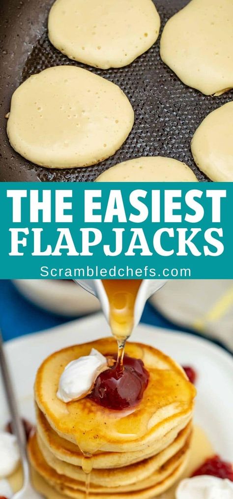 Breakfast has never been easier than with this flapjack recipe! A simple batter cooks in minutes with a crisp outside and soft inside you'll love. #Flapjack #FlapjackRecipe #Pancake #PancakeRecipe #Breakfast #BreakfastRecipe Kos, Essen, Simple Flapjack Recipe, Flap Jacks Recipe Easy, Quick And Easy Flapjack Recipe, Flap Jack Recipe Easy, Flapjack Recipe Easy, How To Make Flapjacks, Cake Ideas Chocolate