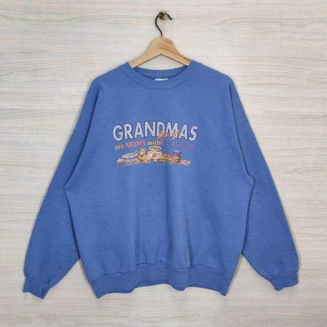 Excited to share the latest addition to my #etsy shop: Grandma Christmas Crewneck Sweatshirt Vintage X-Large Hanes Grandmas Sweater Jumper Pullover Baggy Blue Unisex Size XL #grandkids #mom #christmaspullover #gifts https://etsy.me/3tfo5Ya Christmas Crewneck Sweatshirt, Grandma Christmas, Grandma Sweater, Grandmas Christmas, Christmas Crewneck, Football Sweatshirt, Sweatshirt Vintage, Sweater Jumper, 로고 디자인