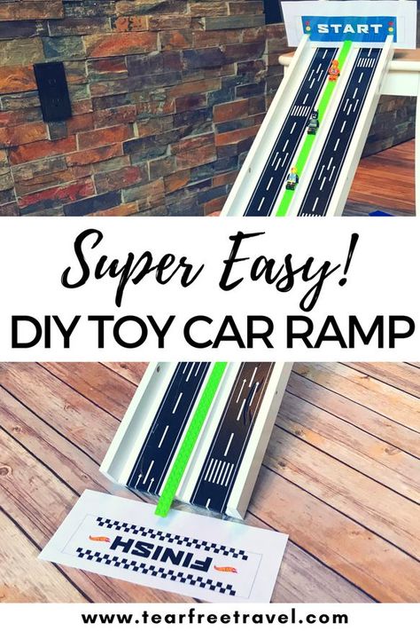 The is the easiest DIY toy car ramp ever! This homemade car ramp will keep your little ones entertained for hours! DIY hot wheels track for toy car racing! #diy #diyramp #diykids #easydiy #toycarramp #kidsracetrack #toycarracing #carrampsfortoddlers #toddlerracetrack Diy Hot Wheels Track, Diy Car Ramps, Kids Race Track, Diy Toy Car, Hot Wheels Diy, Car Tracks For Kids, Diy Toys Car, Car Ramp, Ikea Pictures