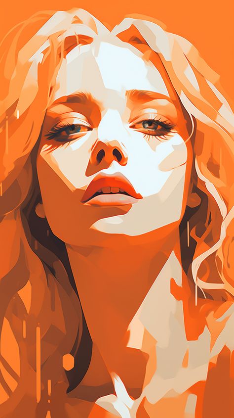 simple vector art, beautiful female, tired, sick, futuristic, monochromatic, pastel orange Colour Emotion Art, Orange Monochromatic Painting, Monochrome Art Illustration, Monochromatic Painting Portraits, Monochromatic Art Ideas, Vector Self Portrait, Monochromatic Art Painting, Monochromatic Painting Ideas, Monochromatic Drawing