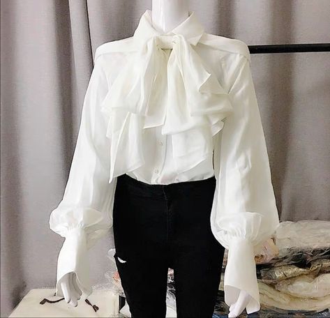 White blouse with ribbon, vintage aesthetic Vintage Gothic Shirt, White Shirt With Ruffles, Vintage Ruffle Blouse, Frilly White Button Up, White Shirt Ruffles, Frilly Shirt Aesthetic, Victorian Button Up, Victorian Ruffle Blouse, White Puffy Blouse