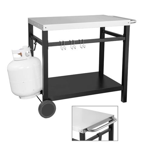 Arrives by Mon, Apr 18 Buy LUDOSPORT Movable Dining Cart Table Stainless Steel Kitchen Worktable for Outdoor Food Prep, with Hooks & Wheels at Walmart.com Black Stone Grill, Outdoor Grill Cart, Metal Work Table, Outdoor Cooking Station, Cart Table, Stainless Steel Table Top, Table Top Grill, Grill Stand, Grill Cart