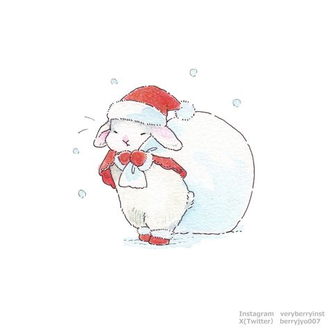 Easy Christmas Drawings, Christmas Sketch, Bunny Christmas, Bunny Watercolor, Christmas Bunny, Bear Drawing, Bunny Drawing, Christmas Doodles, Christmas Card Inspiration