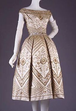 French Couture, House Of Dior, Couture Gown, Bugle Beads, Couture Gowns, 1950s Fashion, Metallic Thread, Metropolitan Museum Of Art, Metropolitan Museum