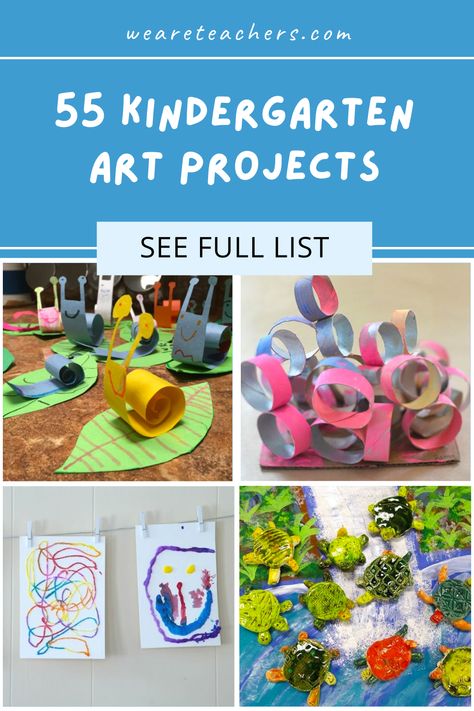 55 Kindergarten Art Projects To Spark Early Creativity - WeAreTeachers Art Ideas For Kindergarteners, Art For Elementary, Art Projects For Pre K, K4 Art Projects, Kindergarten Process Art, One Day Kindergarten Art Lesson, K-2 Art Projects, Pre K Art Lessons, Art Worksheets For Kindergarten