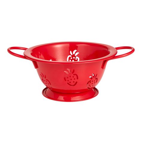 Red Steel Strawberry Pattern Colander - World Market Cheerful Kitchen, Red Kitchen Accessories, Strawberry Kitchen, Strawberry Pattern, Simply Red, Whimsical Home, Red Kitchen, Red House, Kitchen Gift