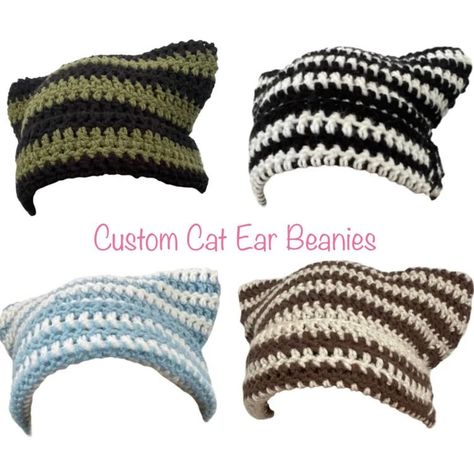 Crochet Hats Cat, Cat Ears Hat Pattern, Cat Binie Hat, Crochet Hat Brown, Crochet Ear Beanie, Crochet Cat Ear Beanie Free Pattern, Cat Ear Beanie Crochet Pattern Free, Cat Beanie Crochet Pattern Free, Crochet Cat Beanie Free Pattern