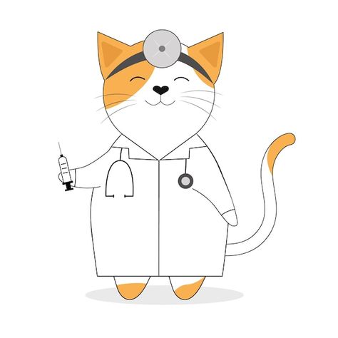 Cat Doctor Illustration, Vet Study, Cartoon Doctor, Doctor Cat, Nurse Cat, Cat Vet, Book Cover Design Template, Vet Nurse, Pusheen Cute