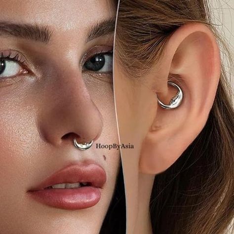 Daith Clicker, Septum Earrings, Daith Earring, Daith Jewelry, Daith Piercing Jewelry, Earring Hoop, Daith Earrings, Daith Piercing, Moon Face