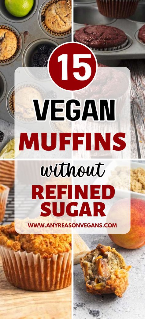 These healthy muffin recipes are free of refined sugar. And, they all taste great. Perfect for a quick snack or a breakfast. Healthy Vegan Muffin Recipes, Vegan Muffins Easy, Healthy Vegan Muffins, Vegan Muffins Healthy, Vegan Muffin Recipes, Quick Vegan Breakfast, Vegan Muffin, Sugar Free Muffins, Vegan Banana Muffins