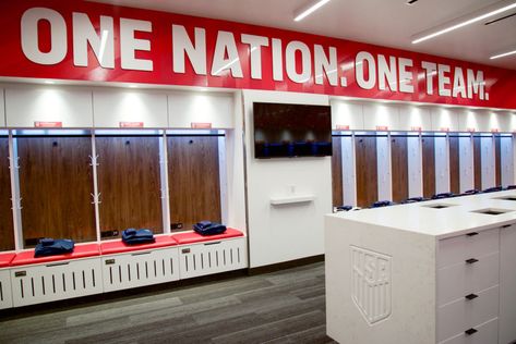 USMNT Soccer Lockers | SHIELD Lockers Soccer Locker Room, Soccer Locker, Usmnt Soccer, Sports Locker, Recovery Room, Sporting Kc, Liverpool Team, Sports Design Inspiration, Sport Design