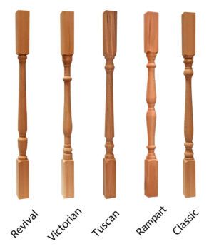 2x2 Deck Spindles design options www.AmericanPorch.com Wood Porch Railings, Railing Spindles, Porch Balusters, Wood Railings For Stairs, Deck Spindles, Stair Spindles, Victorian Porch, Wood Balusters, Traditional Porch