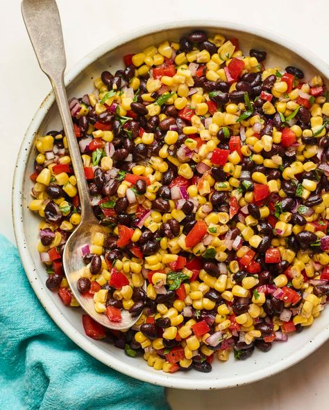 18 Hearty Vegan Salads | Eating Bird Food Healthy Cookout, Corn And Bean Salad, Cookout Dishes, Black Bean And Corn Salad, Black Bean Corn Salad, Bean And Corn Salad, Salad And Fries, Vinegar Chicken, Bird Food Recipes