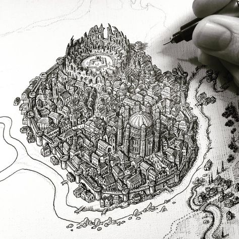 Design Stack: A Blog about Art, Design and Architecture: Detailed Miniature Real and Imaginary Urban Drawings Urban Drawings, Map Art Illustration, Map Sketch, Indian States, Fantasy City Map, Fantasy Map Making, Imaginary Maps, Fantasy World Map, Hand Drawn Map