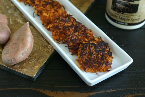 Candied Sweet Potato Latkes #Thanksgivukkah Candied Sweet Potato, Clean Eating Side Dishes, Sweet Potato Latkes, Hanukkah Recipes, Gluten Free Sweet Potato, Inflammatory Recipes, Potato Latkes, Paleo Dishes, Hanukkah Food