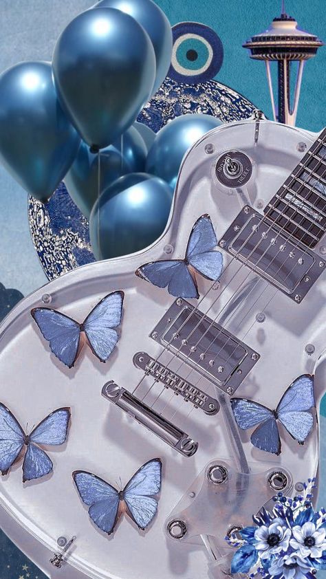 Blue Guitar, Blue Background Wallpapers, Iphone Music, Instruments Art, Balloon Background, Blue Wallpaper Iphone, Blue Aesthetic Pastel, Music Backgrounds, Blues Guitar