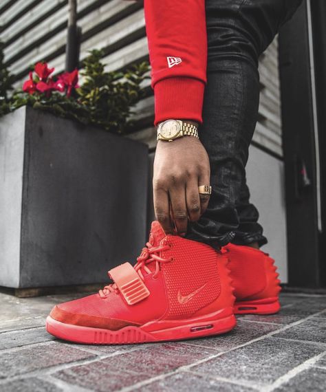 Red October Yeezy 2’s Air Yeezy Red October, Yeezy 2, Air Yeezy, October Outfits, Red October, Hypebeast Streetwear, Streetwear Clothing Brand, Streetwear Male, Outfits Streetwear