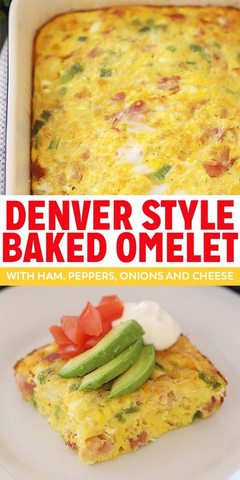 Omelets Recipe Omelettes, Baked Denver Omelet, Denver Omlet, Breaky Ideas, Denver Omelet, Baked Omelette, Baked Omelet, Omlet Recipes, Omelette Recipe Easy