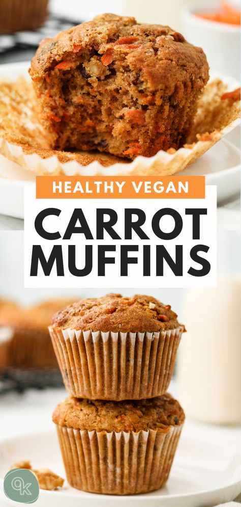 Spelt Flour Muffin Recipes, Vegan Almond Flour Muffins, Vegan Snacks Healthy, Vegan Carrot Cake Muffins, Vegan Carrot Muffins, Muffins Chocolate Chip, Healthy Carrot Muffins, Healthy Carrot Cake Muffins, Healthy Vegan Dessert