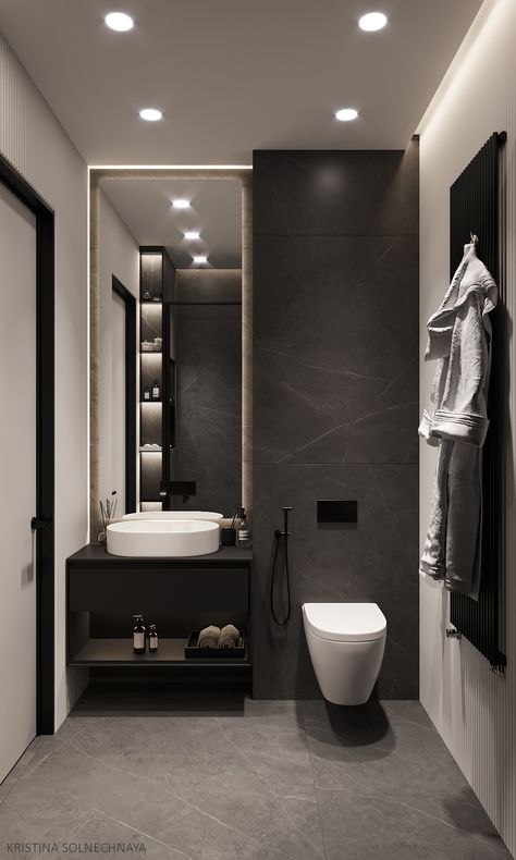 PRO №115 on Behance Modern Small Bathrooms, Luxury Master Bathrooms, Bathroom Decorating Ideas, Concrete Bathroom, Washroom Design, Bathroom Design Ideas, Bathroom Tile Designs, Bathroom Decorating, Bathroom Design Decor