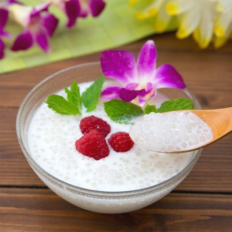 Coconut Tapioca Pudding, Tapioca Dessert, Coconut Tapioca, Tapioca Recipes, Tapioca Pudding, Apple Breakfast, Plant Based Desserts, Thai Coconut, Thai Dessert