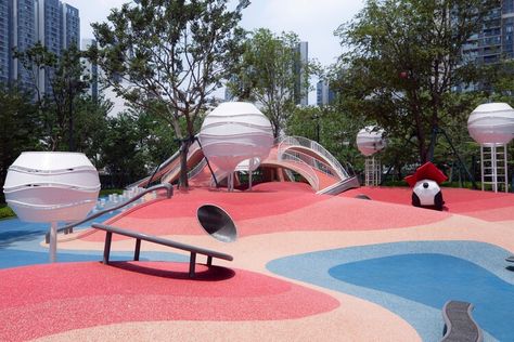 Red Dunes Playtopia / Xisui Design | ArchDaily Playground Idea, Surface Drainage, Playgrounds Architecture, Public Playground, Children Playground, Shell Structure, Active Design, Organic Structure, Playground Ideas