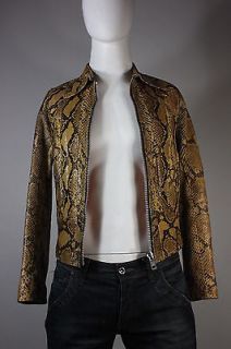 Mens Handmade Custom Snakeskin Python Leather Jacket East West XS 34 Snakeskin Jacket Men, Mens Vintage Clothing, Python Jacket, Snakeskin Jacket, Leather Fashion Men, Brown Leather Jacket Men, Mens Fur Coat, Faux Jacket, Leather Jacket Men Style